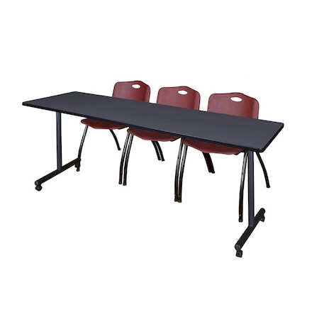 Kobe Rectangle Mobile table, 84" W, 29" H, Laminate Top, Gray MKTRCC8424GY47BY
